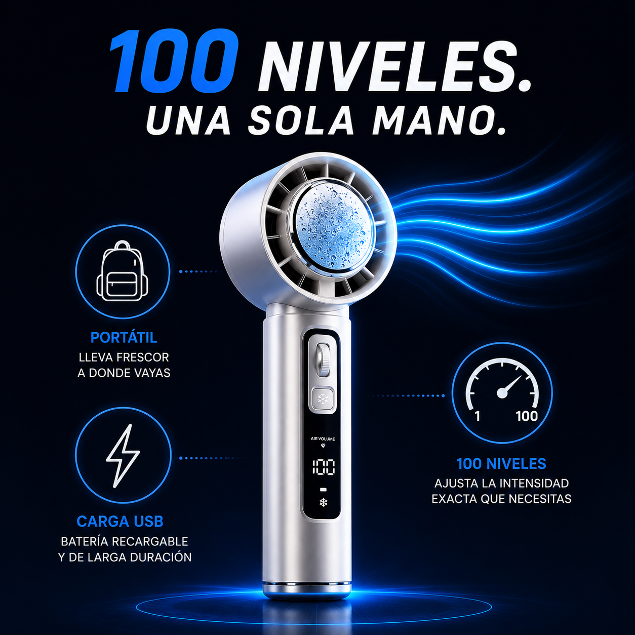 Ventilador Portátil Turbina con Enfriamiento